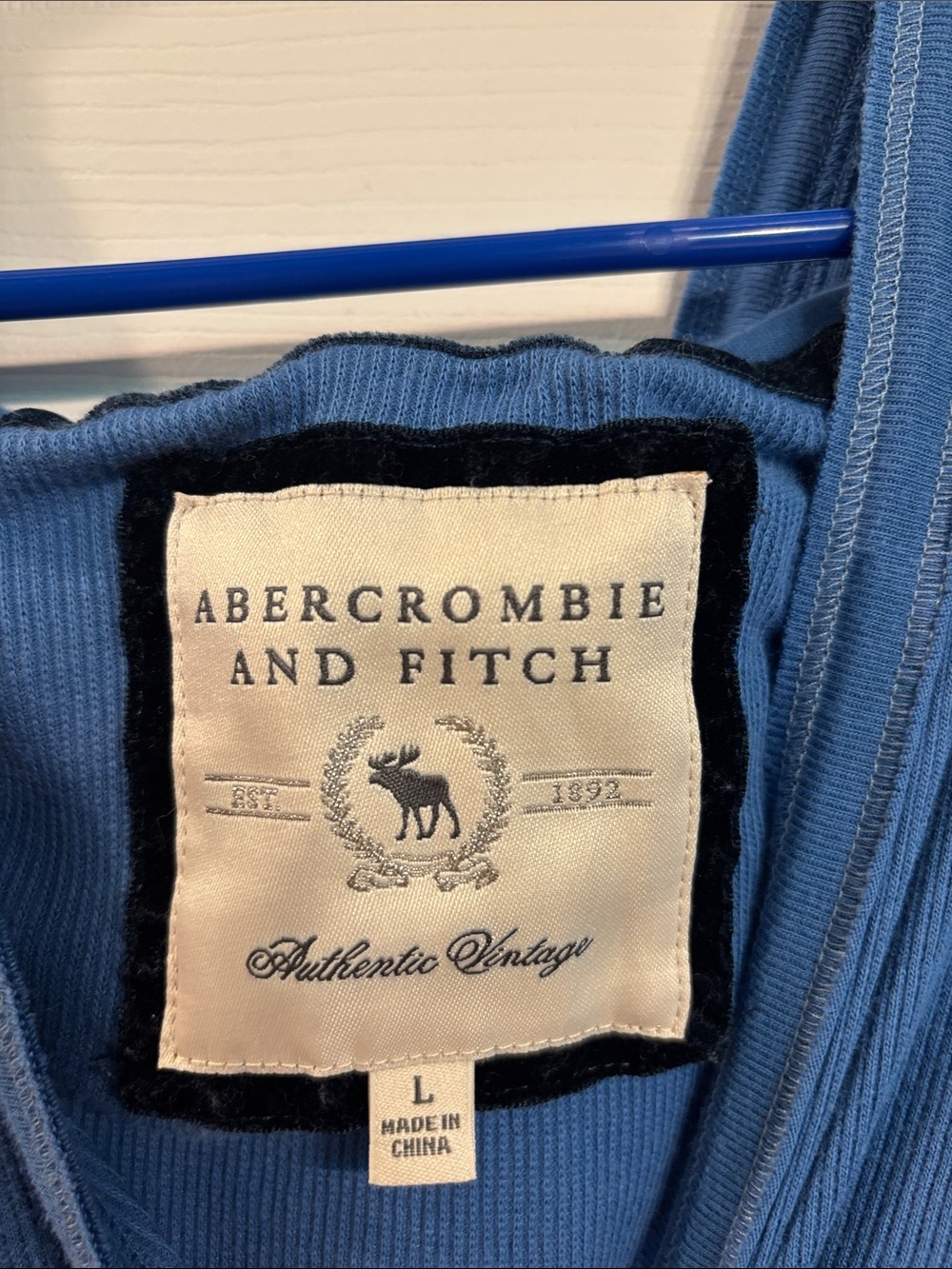 Vintage Abercrombie & Fitch Blue Hooded V-Neck Tunic with Tie - Picture 2 of 3